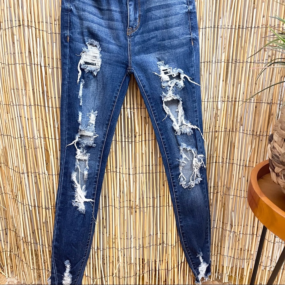 S.O.N.G. Perfect High Rise Skinny Ankle Distressed Jeans Size 0/24 EUC - Picture 3 of 5